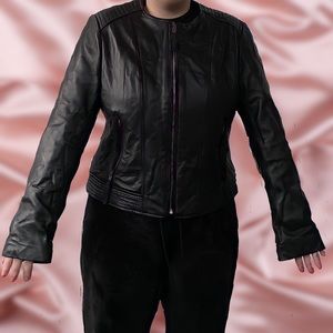 Real leather moto jacket